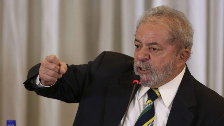Former Brazilian President, Luiz Inacio Lula da Silva, talks during a press conference with members of the foreign press, in Sao Paulo, Brazil, on 28 March 2016.