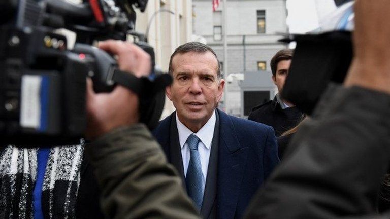 Former head of Paraguayan Football Association and former president of the South American Football Confederation (CONMEBOL) Juan Angel Napout, arrives for opening arguments of the FIFA bribery trial at the Brooklyn Federal Courthouse in New York, U.S., November 13, 2017.
