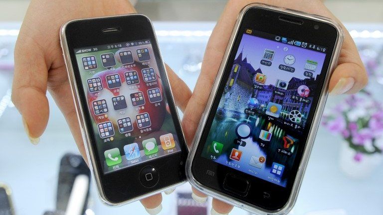 Samsung and Apple handsets