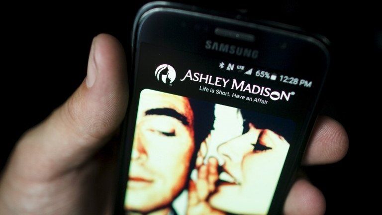 Ashley Madison site on a smartphone