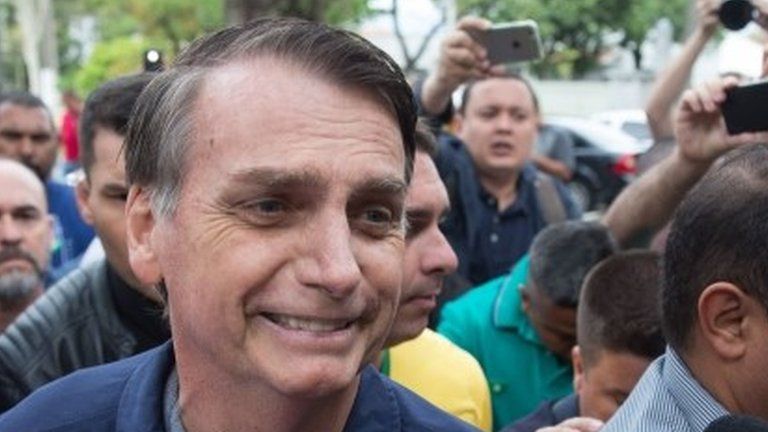 Jair Bolsonaro leaves Villa Militar, after casting his vote