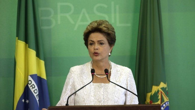 Brazilian President Dilma Rousseff delivers a statement at Planalto Presidential Palace in Brasilia on 2 October 2015
