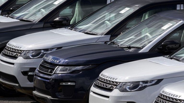 New Range Rovers and Land Rovers on the Jaguar Land Rover site in Halewood, Merseyside