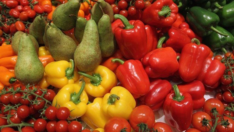 A colourful array of fruit and vegetables