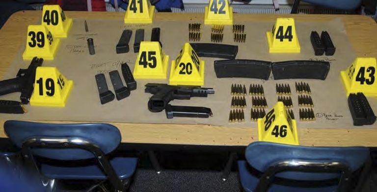 The cache of weapons found in Sandy Hook elementary by investigators