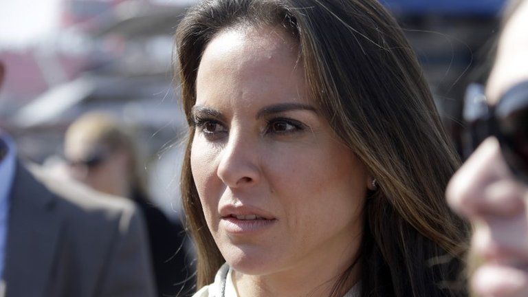 In this 24 March, 2013 file photo, Mexican actress Kate Del Castillo attends a NASCAR Sprint Cup auto race in Fontana, California.