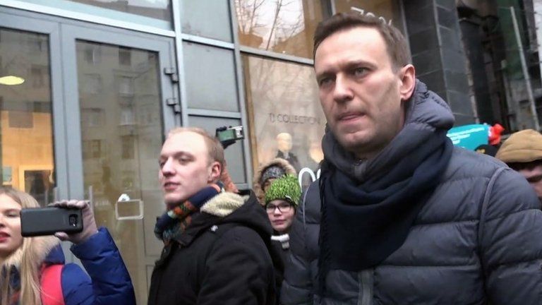 Alexei Navalny during a rally in Moscow, Russia. Photo: 28 January 2018