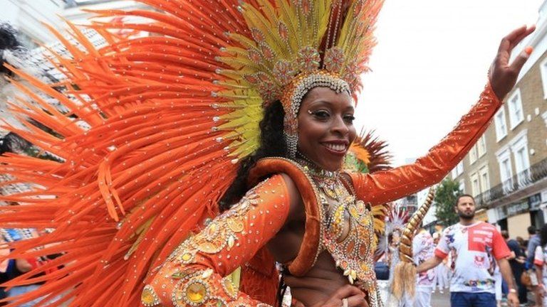Ssamba dancer taking part in the Notting Hill Carniva