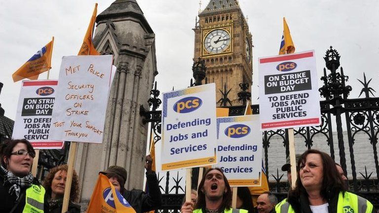 Striking civil servants from the Public and Commercial Services union