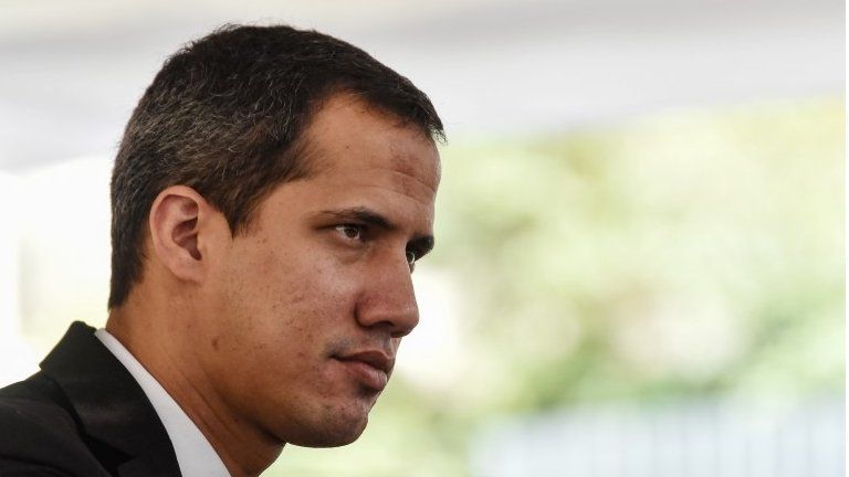 Opposition leader Juan Guaido gestures during a National Assembly session on February 12, 2020 in Caracas, Venezuela.