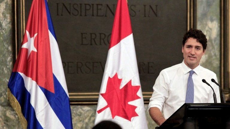 Canadian Prime Minister Justin Trudeau speaking at Havana University in the Cuban capital (16/11/2016 ).