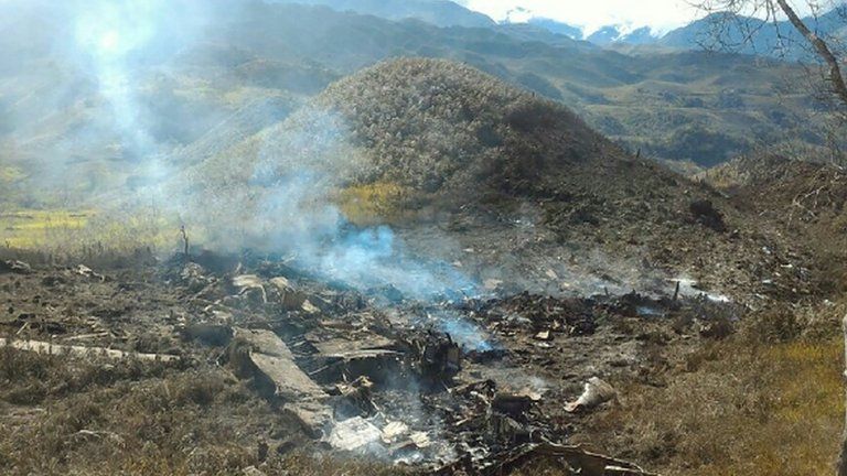 Wreckage of Indonesian air force C-130 in Papua, 18 December 2016