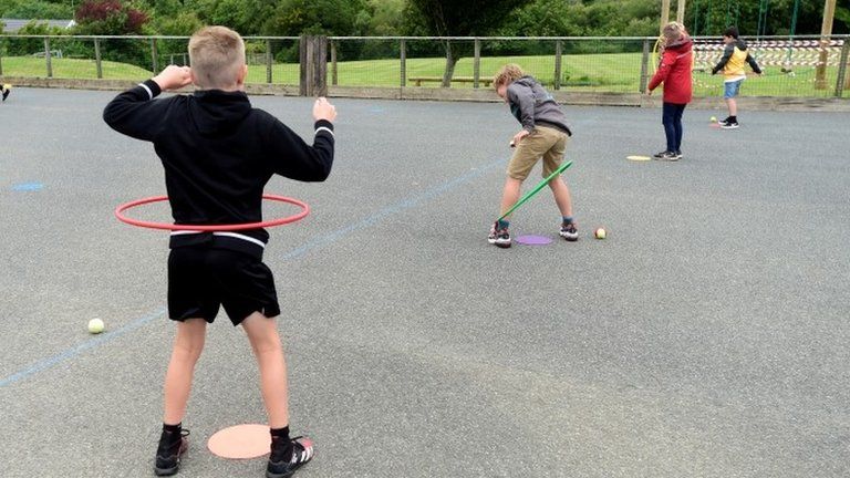 Socially distanced pupils in Pembrokeshire