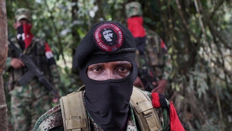 Yerson, commander of the National Liberation Army (ELN), talks to Reuters in the northwestern jungles in Colombia, August 30, 2017.