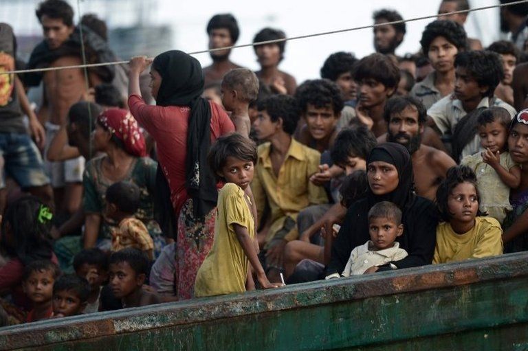 Rohingya migrants on a boat. File photo