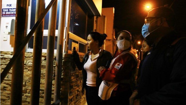 Relatives gathered outside the morgue fearing the worst,, 03 April 2022.