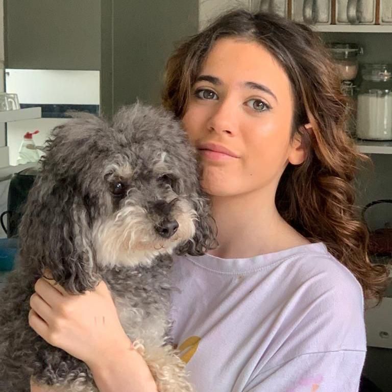 Mia Janin with her dog