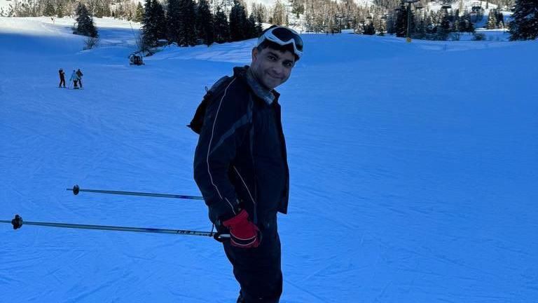 Dr Rashid Riaz on his ski holiday 