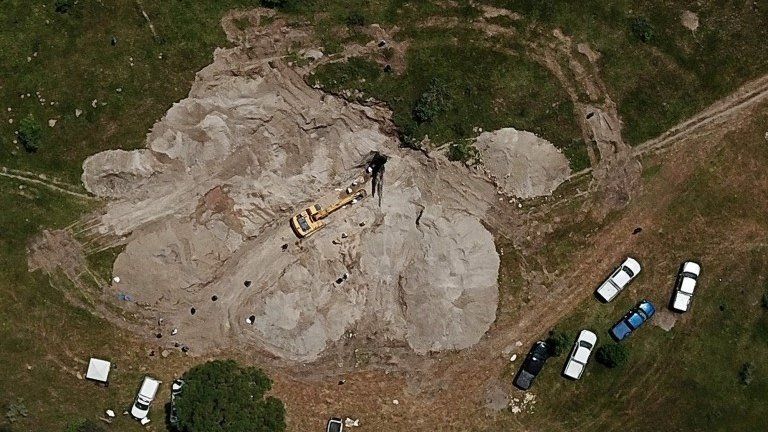 Aerial view of site where bodies found - 10 September