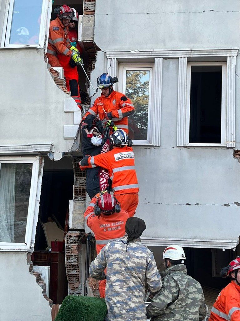 Search and rescue on side of building