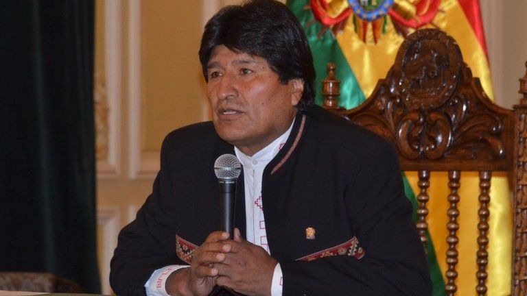 Evo Morales during press conference in La Paz