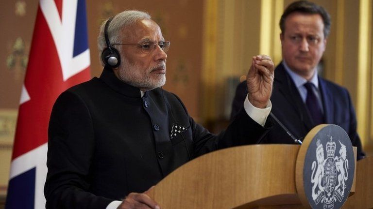 India's PM Narendra Modi and David Cameron