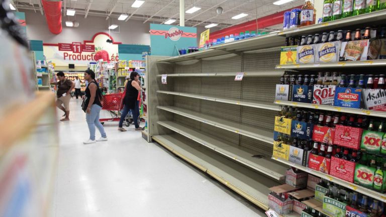 Empty shelves in a supermarket in San Juan, in Puerto Rico