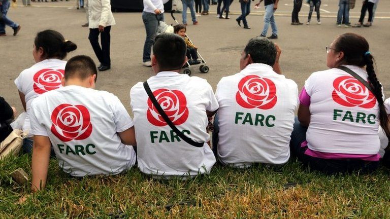 Supporters of the Alternative Revolutionary Force of the Common (FARC in Spanish) attend a political event in the south of Bogota, Colombia, 27 January 2018.