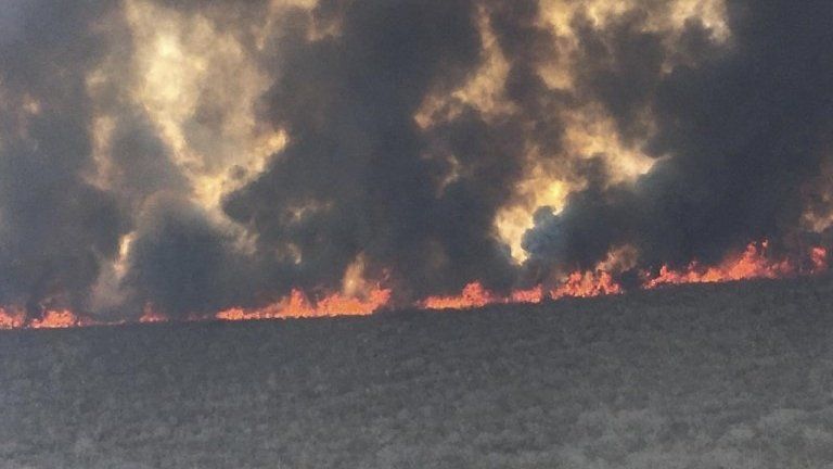 File photo from 9 September shows the extent of the blaze in the Chiquitania region