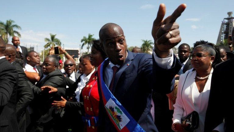 Jovenel Moise arrives at the National Assembly in Port au Prince