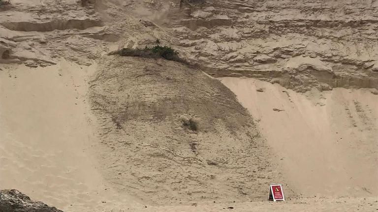 Sand fall at Crantock sand dunes