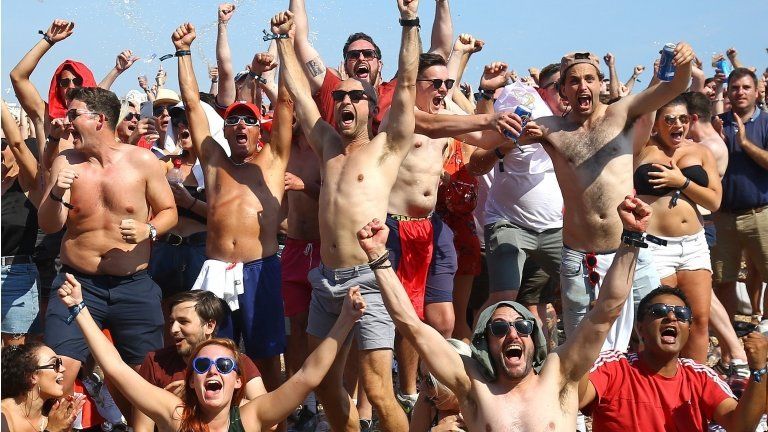 Fans at Brighton beach