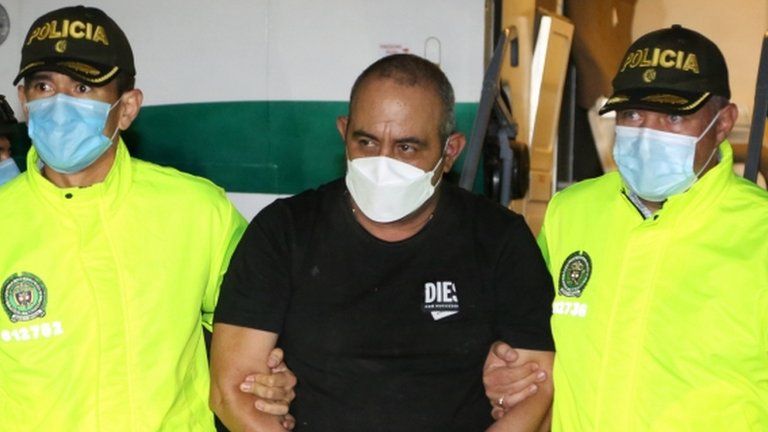 Colombian drug lord Otoniel pictured after his arrest
