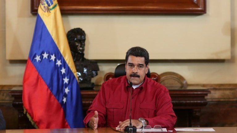 Venezuela"s President Nicolas Maduro speaking at a meeting with ministers in Caracas (16/062017)