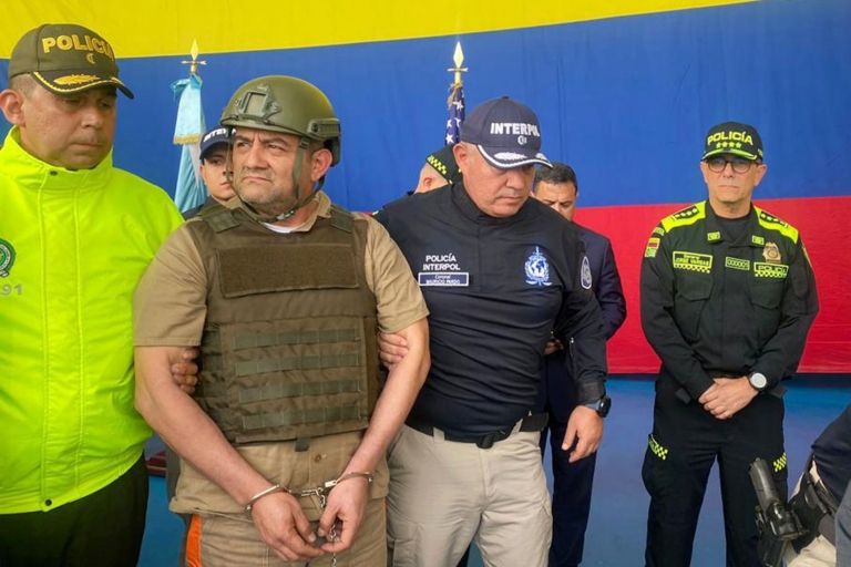 Dairo Antonio Usuga, alias "Otoniel" during his extradition process to the US from Bogota, Colombia, 04 May 2022