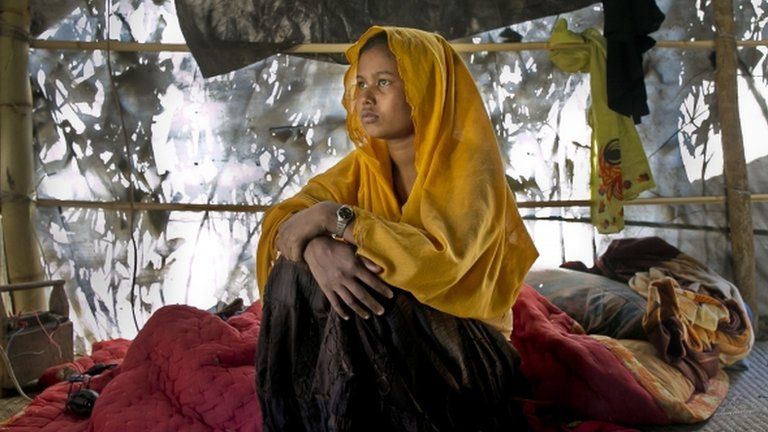 A woman pictured in Balu Kali Rohingya refugee camp in Cox's Bazar, Bangladesh