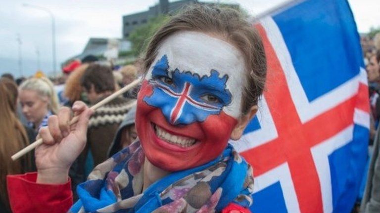 An Iceland fan in Reykjavik. Photo: 27 June 2016