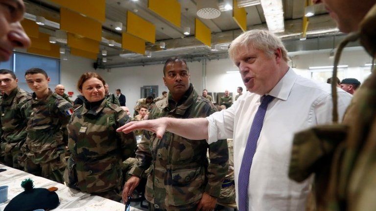 Boris Johnson visits British troops in Tapa