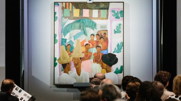 The painting "The Rivals" by artist Diego Rivera is displayed during the sales event of The Collection of Peggy and David Rockefeller at Christie"s auction house in New York, New York, USA, 09 May 2018.