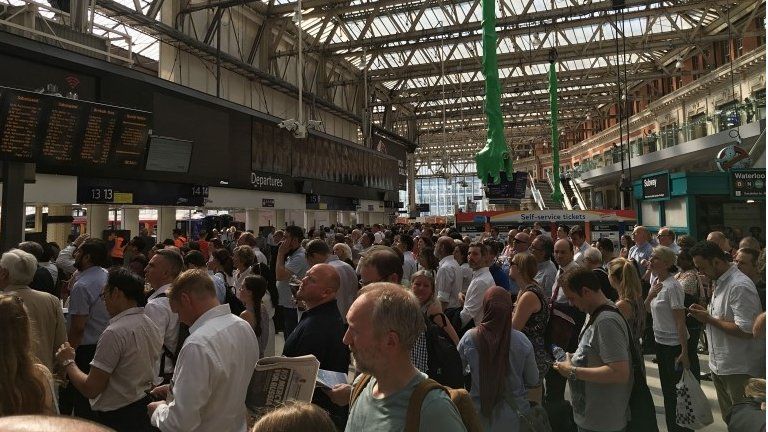 Commuters at Waterloo station