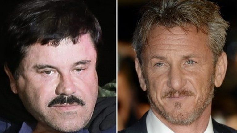 Drug lord Joaquin "El Chapo" Guzman and Sean Penn, 10 January 2016