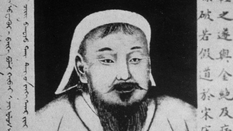Circa 1200, Mongol conqueror Genghis Khan (1162 - 1227), the son of a Mongol chief.