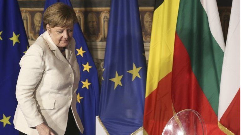 German Chancellor Angela Merkel at the Rome celebrations to mark the founding of the EU 60 years ago, 25 March 2017