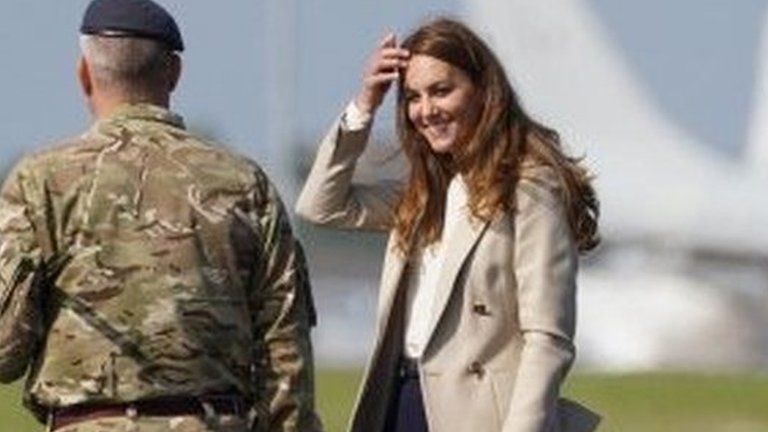 The Duchess of Cambridge arrives for a visit to RAF Brize Norton