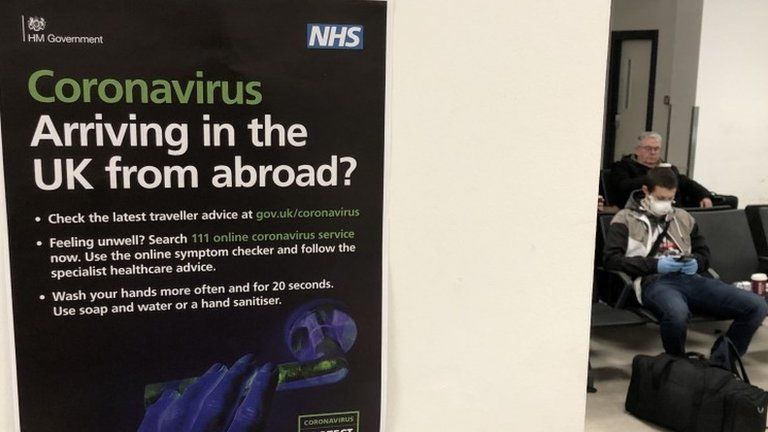 Coronavirus sign at Edinburgh Airport
