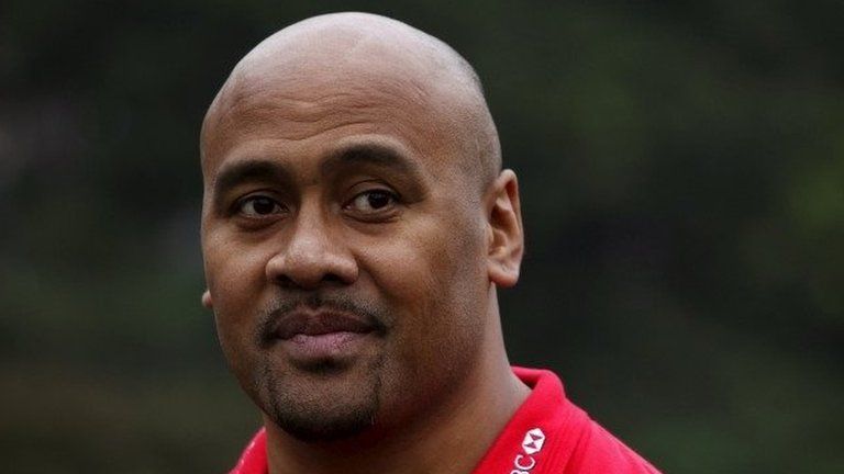 New Zealand"s rugby legend Jonah Lomu looks on during a coaching tour in Hong Kong in this March 23, 2011 file photo