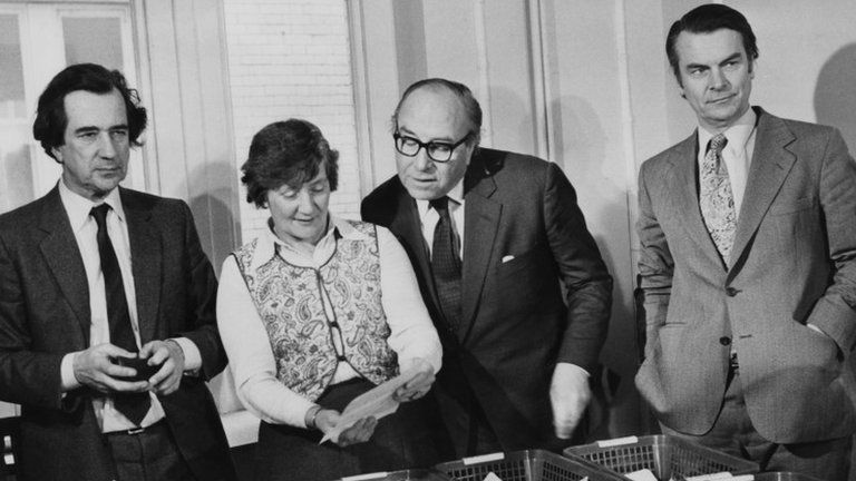 Bill Rogers, Shirley Williams, Roy Jenkins and David Owen in 1981