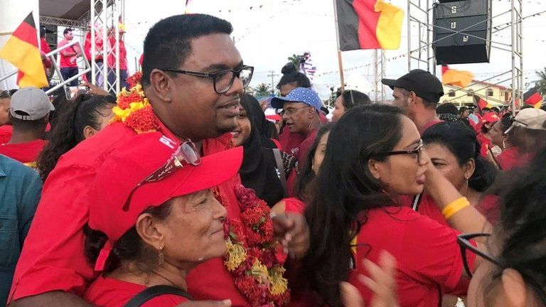 Irfaan Ali meets with supporters, ahead of the March 2nd presidential election, in Georgetown, Guyana January 18, 2020