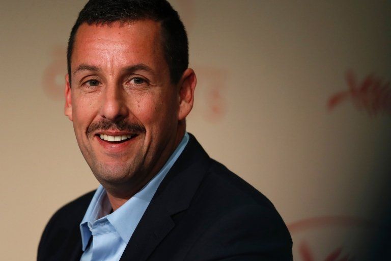 US actor Adam Sandler talks on May 21, 2017 during a press conference for the film "The Meyerowitz Stories"