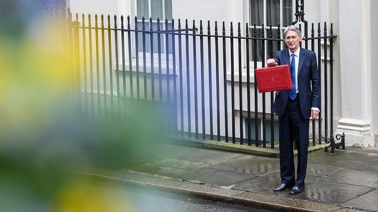 The chancellor with his Budget briefcase